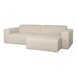 Canapé en polyester beige avec méridienne à droite 247x70x41x63cm Milka - Zuiver