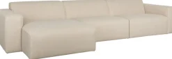 Canapé en polyester beige avec méridienne à gauche 350x70x41cm Milka - Zuiver