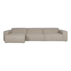 Canapé en polyester cappuccino avec méridienne à gauche 350x70x41cm Milka - Zuiver
