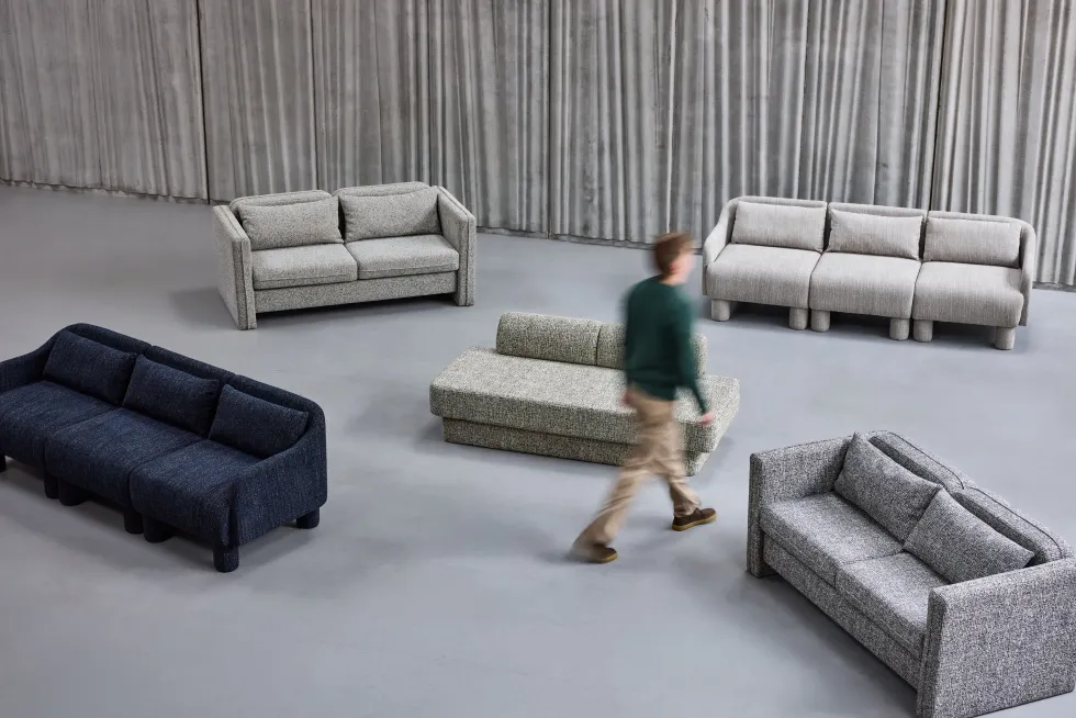 Canapé en tissu bleu foncé 224x83xH74 Elegance - Hübsch
