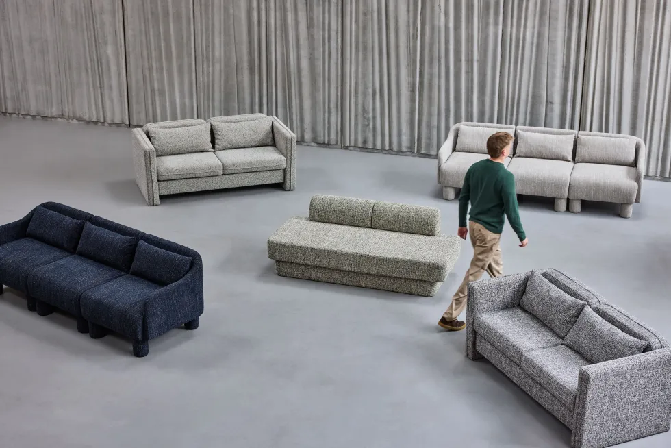 Canapé en tissu bleu foncé 224x83xH74 Elegance - Hübsch