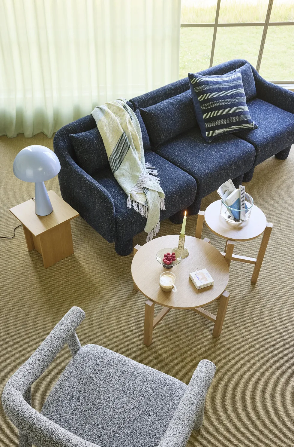Canapé en tissu bleu foncé 224x83xH74 Elegance - Hübsch