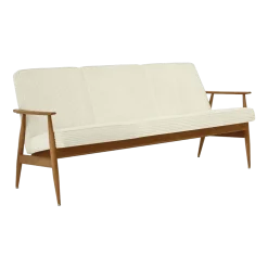 Canapé en tissu cord crème et frêne foncé 170 cm Fox - 366 Concept