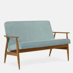 Canapé en tissu cord crème et frêne foncé 120 cm Fox - 366 Concept