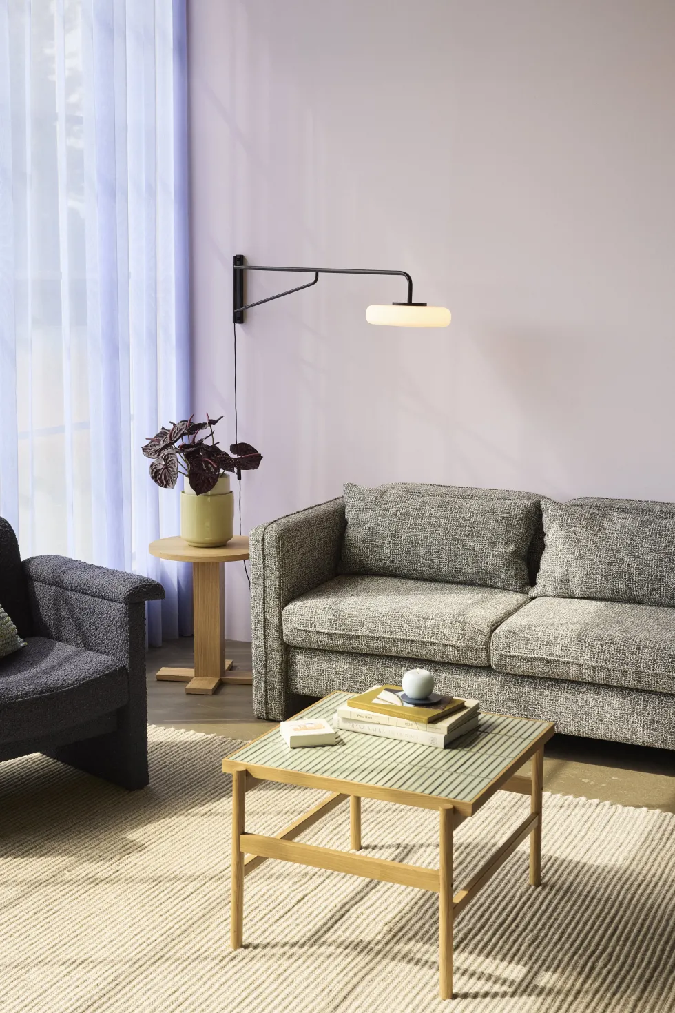 Canapé en tissu gris foncé 178x84x73cm Soba - Hübsch