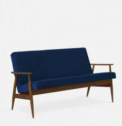 Canapé en velours brillant moutarde et frêne foncé 155 cm Fox - 366 Concept