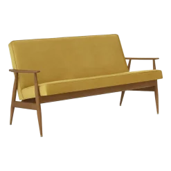 Canapé en velours brillant moutarde et frêne foncé 155 cm Fox - 366 Concept