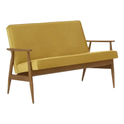 Canapé en velours brillant moutarde et frêne foncé 120 cm Fox - 366 Concept