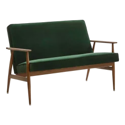Canapé en velours vert bouteille et frêne foncé 120 cm Fox - 366 Concept