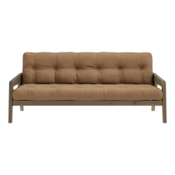 Canapé-lit en bois de pin laqué marron foncé et tissu marron moka 204 x 130 cm Grab - Karup Design