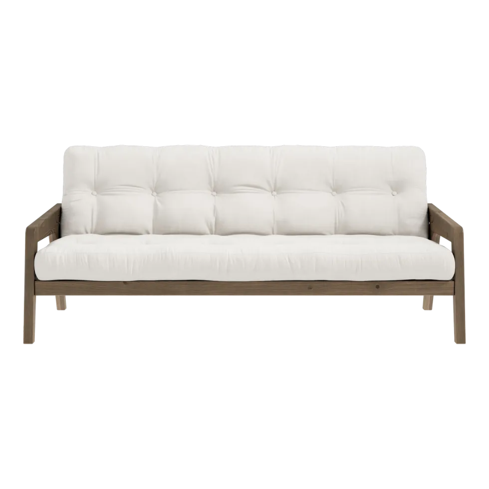 Canapé-lit en bois de pin laqué marron foncé et tissu naturel 204 x 130 cm Grab - Karup Design