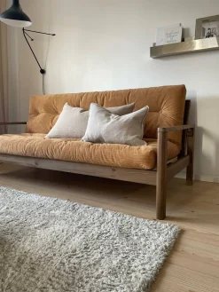 Canapé-lit en bois foncé et tissu marron Knob - Karup Design