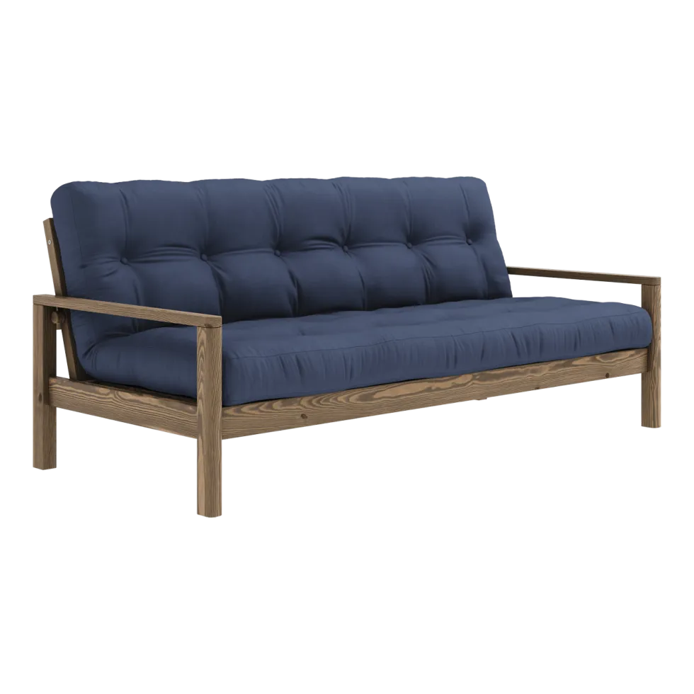 Canapé-lit en bois foncé et tissu navy Knob - Karup Design