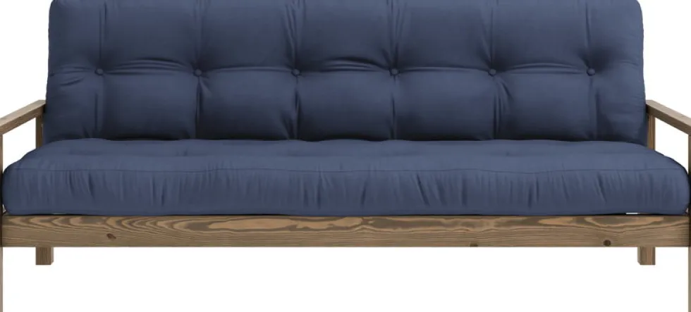 Canapé-lit en bois foncé et tissu navy Knob - Karup Design