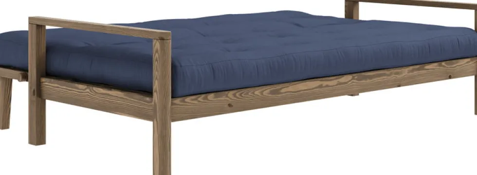 Canapé-lit en bois foncé et tissu navy Knob - Karup Design