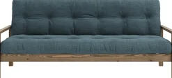 Canapé-lit en bois foncé et velours côtelé bleu pale Knob - Karup Design