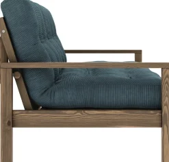 Canapé-lit en bois foncé et velours côtelé bleu pale Knob - Karup Design