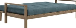 Canapé-lit en bois foncé et velours côtelé bleu pale Knob - Karup Design
