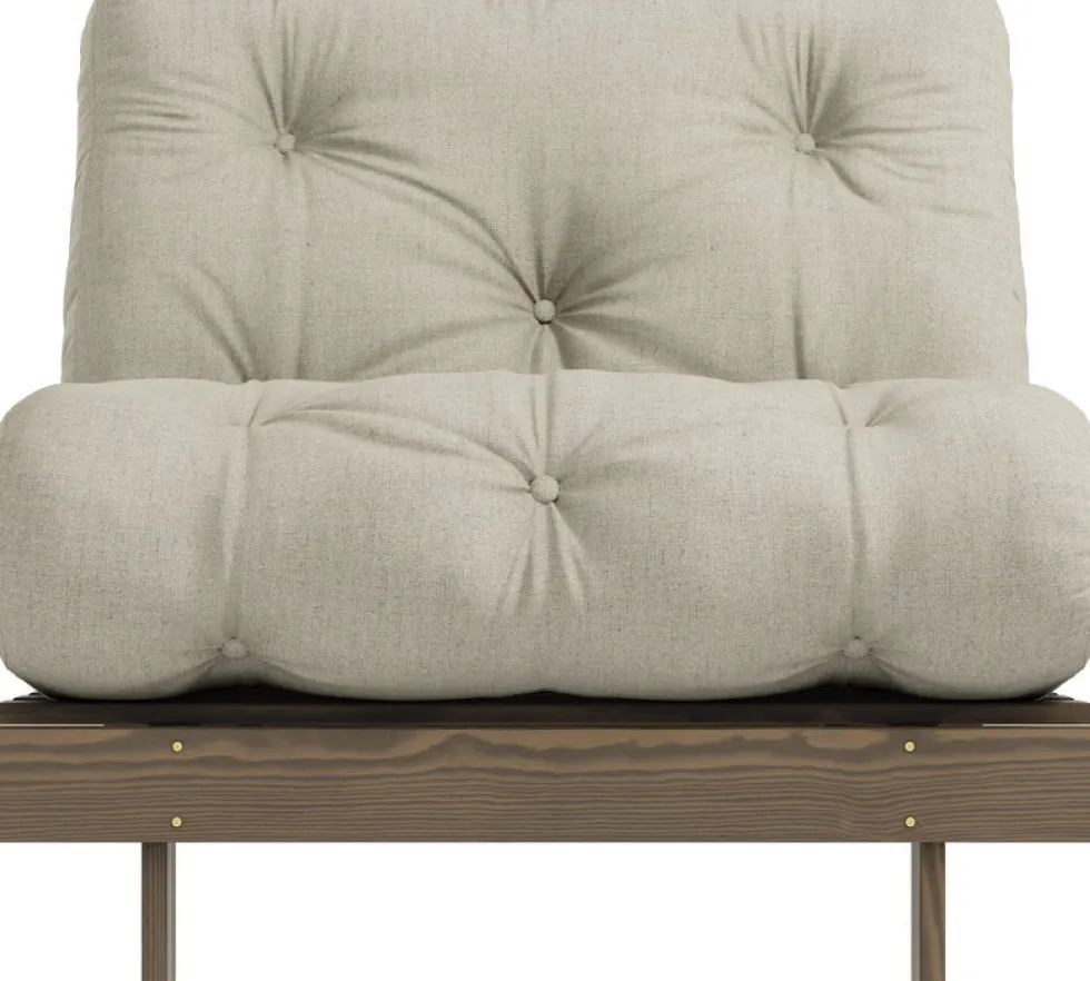 Canapé-lit en pin carob brown et lin 90 x 200 cm Roots - Karup Design