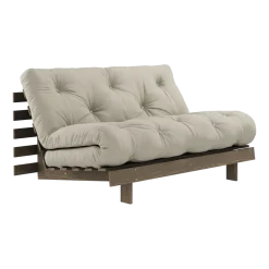 Canapé-lit en pin carob brown et lin 140 x 200 cm Roots - Karup Design