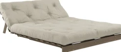 Canapé-lit en pin carob brown et lin 140 x 200 cm Roots - Karup Design