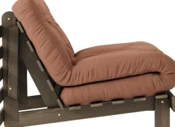 Canapé-lit en pin carob brown et tissu argile 90 x 200 cm Roots - Karup Design