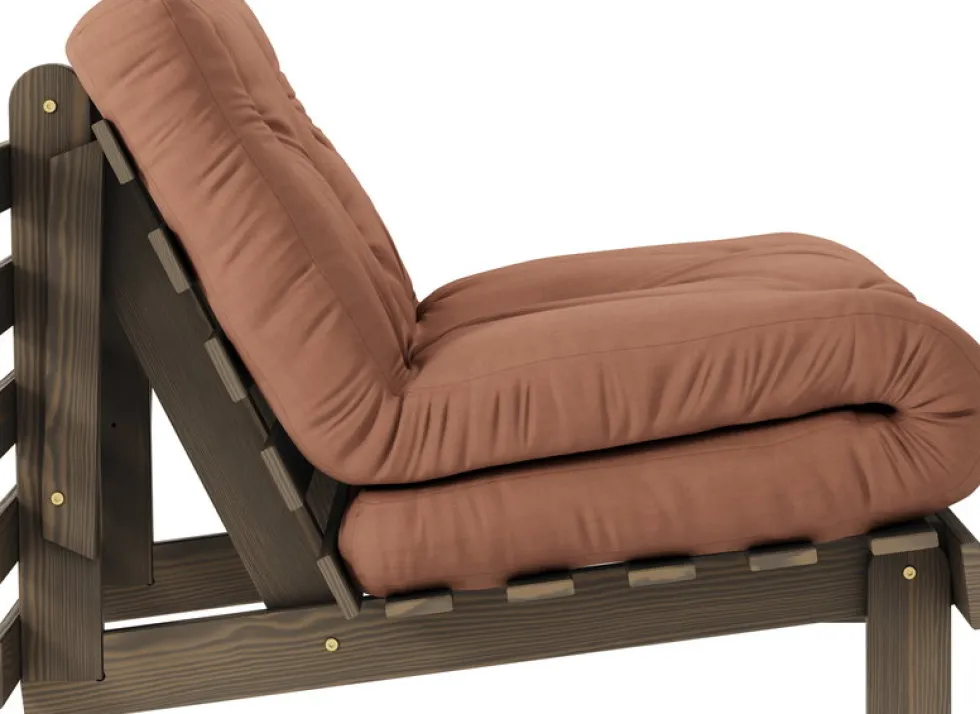 Canapé-lit en pin carob brown et tissu argile 90 x 200 cm Roots - Karup Design