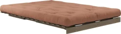 Canapé-lit en pin carob brown et tissu argile 140 x 200 cm Roots - Karup Design