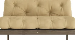 Canapé-lit en pin carob brown et tissu beige blé 160 x 200 cm Roots - Karup Design