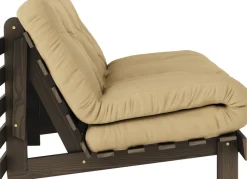 Canapé-lit en pin carob brown et tissu beige blé 160 x 200 cm Roots - Karup Design
