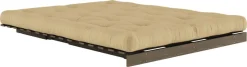 Canapé-lit en pin carob brown et tissu beige blé 160 x 200 cm Roots - Karup Design