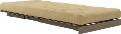 Canapé-lit en pin carob brown et tissu beige blé 90 x 200 cm Roots - Karup Design