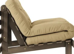 Canapé-lit en pin carob brown et tissu beige blé 90 x 200 cm Roots - Karup Design