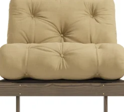 Canapé-lit en pin carob brown et tissu beige blé 90 x 200 cm Roots - Karup Design