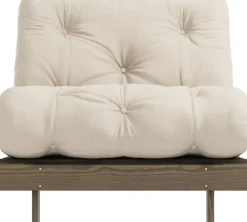 Canapé-lit en pin carob brown et tissu beige 90 x 200 cm Roots - Karup Design