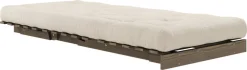 Canapé-lit en pin carob brown et tissu beige 90 x 200 cm Roots - Karup Design