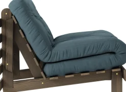 Canapé-lit en pin carob brown et tissu bleu pétrol 90 x 200 cm Roots - Karup Design
