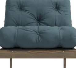 Canapé-lit en pin carob brown et tissu bleu pétrol 90 x 200 cm Roots - Karup Design