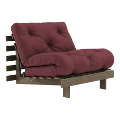 Canapé-lit en pin carob brown et tissu bordeaux 90 x 200 cm Roots - Karup Design