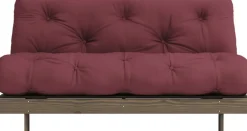 Canapé-lit en pin carob brown et tissu bordeaux 160 x 200 cm Roots - Karup Design