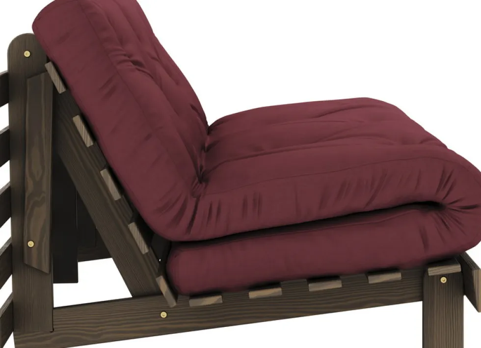 Canapé-lit en pin carob brown et tissu bordeaux 160 x 200 cm Roots - Karup Design