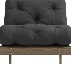 Canapé-lit en pin carob brown et tissu gris foncé 90 x 200 cm Roots - Karup Design