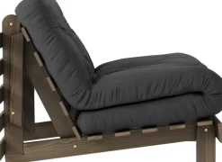 Canapé-lit en pin carob brown et tissu gris foncé 90 x 200 cm Roots - Karup Design
