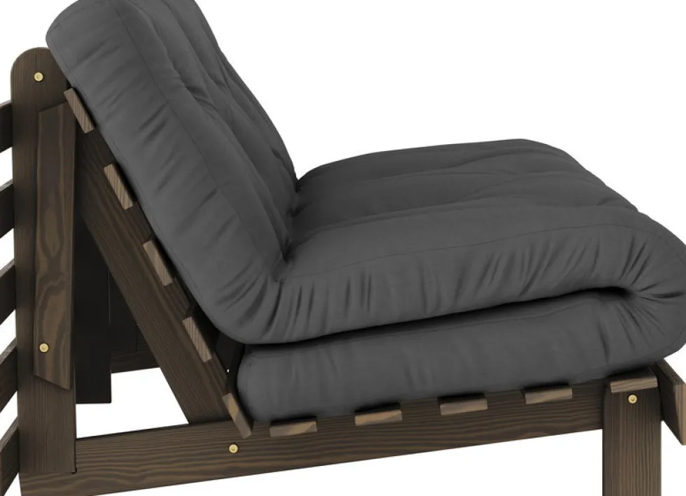 Canapé-lit en pin carob brown et tissu gris foncé 160 x 200 cm Roots - Karup Design