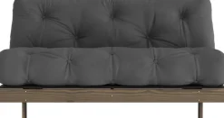 Canapé-lit en pin carob brown et tissu gris foncé 160 x 200 cm Roots - Karup Design