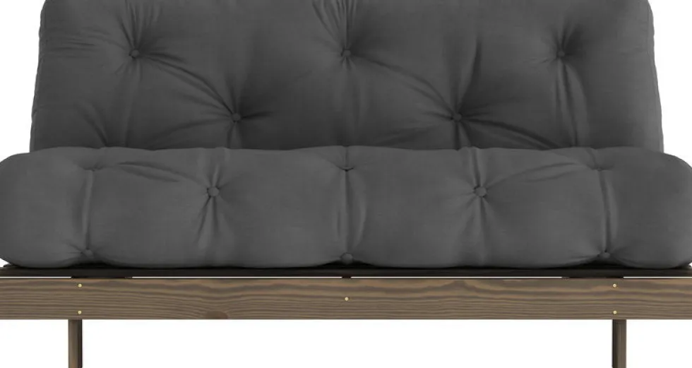 Canapé-lit en pin carob brown et tissu gris foncé 160 x 200 cm Roots - Karup Design