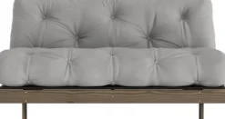 Canapé-lit en pin carob brown et tissu gris 160 x 200 cm Roots - Karup Design