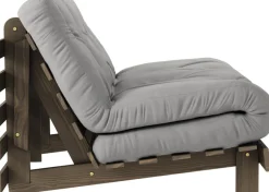 Canapé-lit en pin carob brown et tissu gris 140 x 200 cm Roots - Karup Design