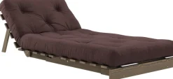 Canapé-lit en pin carob brown et tissu marron 90 x 200 cm Roots - Karup Design