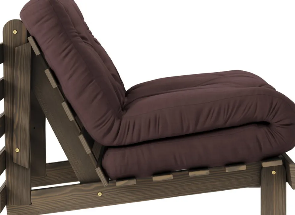 Canapé-lit en pin carob brown et tissu marron 90 x 200 cm Roots - Karup Design